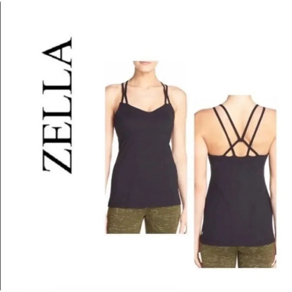 ZELLA Jewel Strappy Back Workout Tank Built In Bra Size Medium